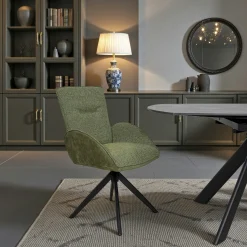 Fauteuil de table pivotant vert, bi-matière (lot de 2) AGADE