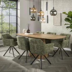 Fauteuil de table pivotant vert chiné (lot de 2) MELBOURNE