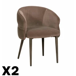 Fauteuil de table taupe dos rond avec galon (lot de 2) TREVI