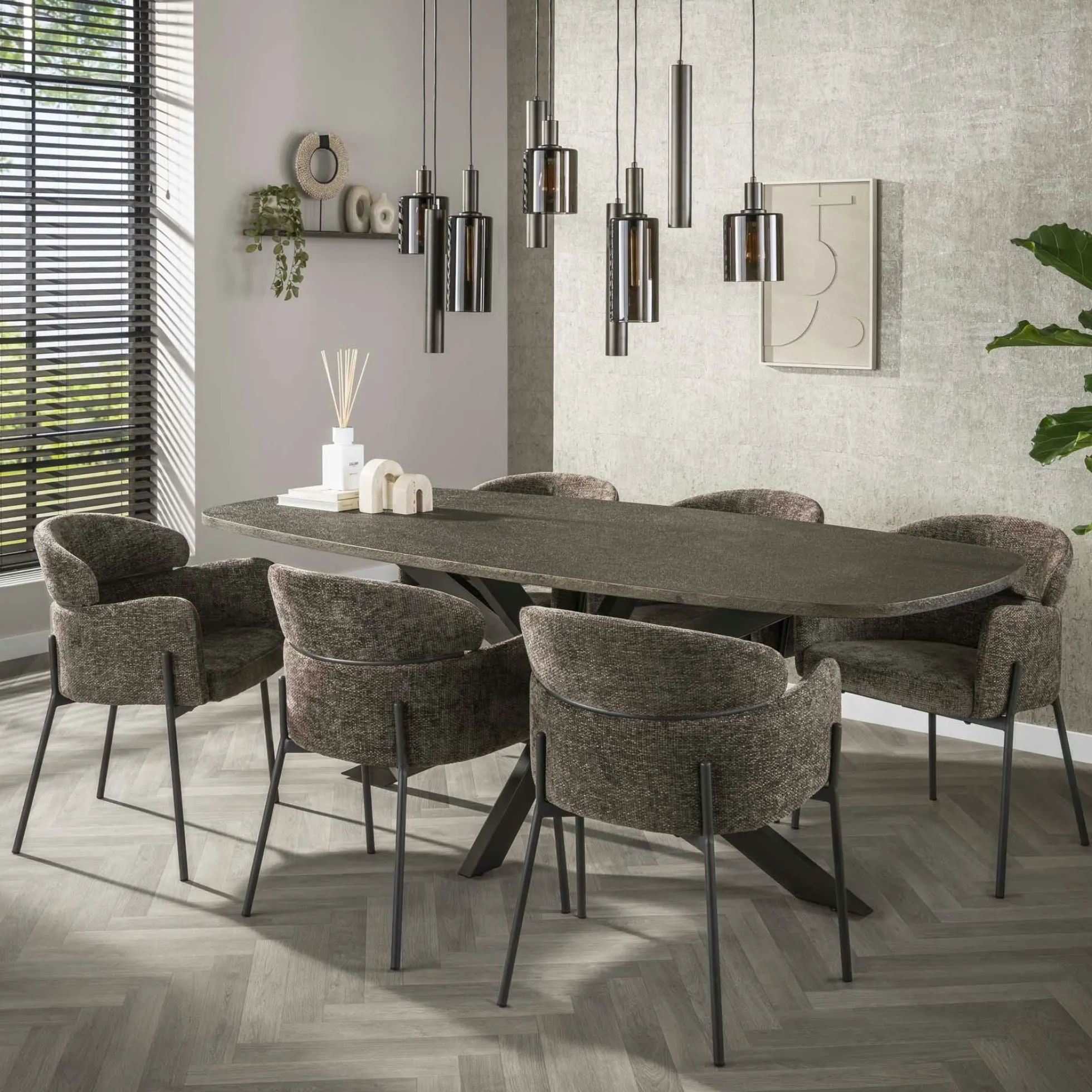 Fauteuil de table taupe dossier rond (lot de 2) GALWAY