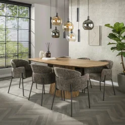 Fauteuil de table taupe dossier rond (lot de 2) GALWAY