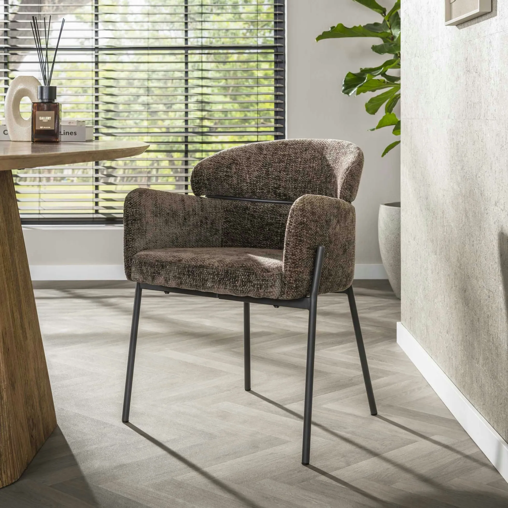 Fauteuil de table taupe dossier rond (lot de 2) GALWAY