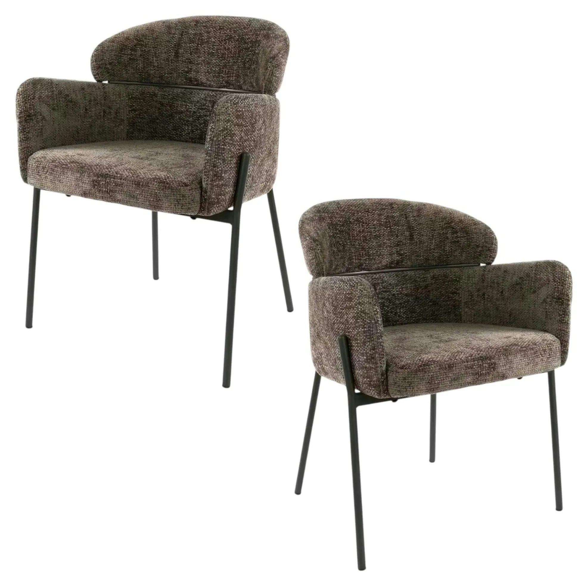 Fauteuil de table taupe dossier rond (lot de 2) GALWAY