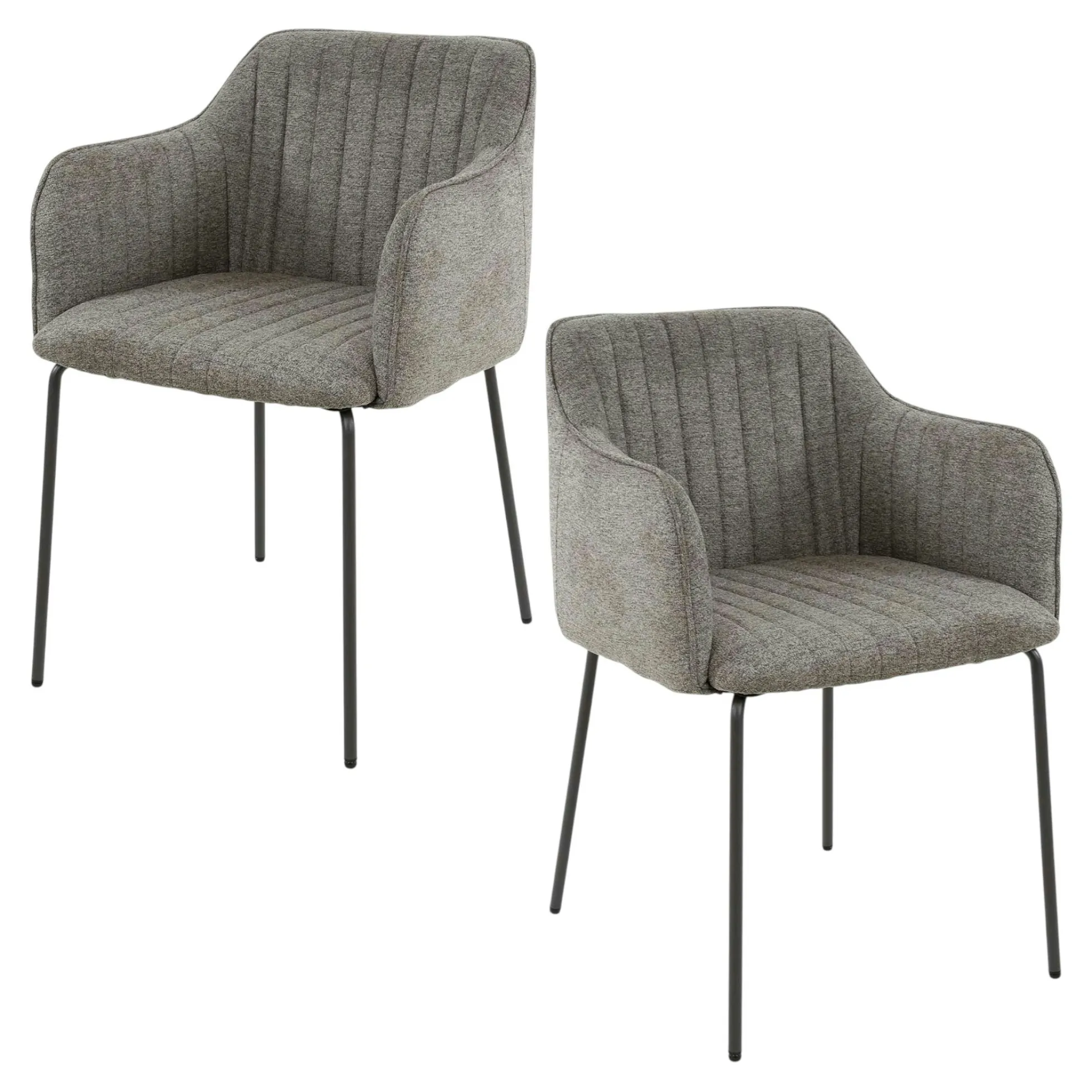 Fauteuil de table taupe en tissu à larges côtes (lot de 2) NOVA