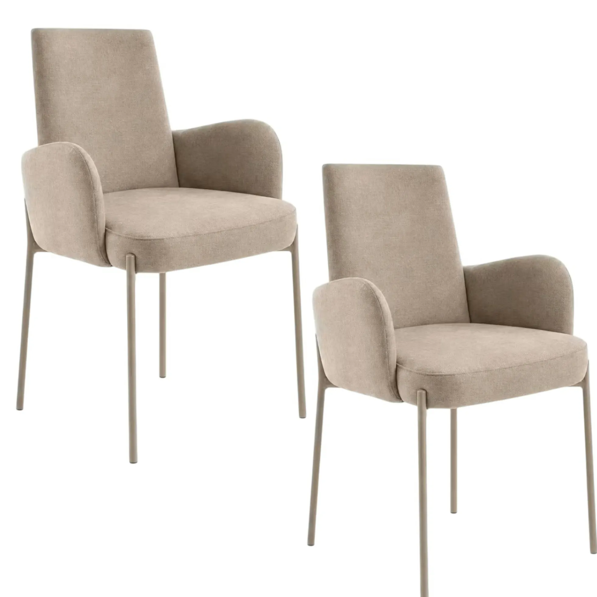 Fauteuil de table tissu beige pieds beige (x2) AUREN