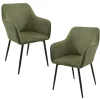 Fauteuil de table tissu cotelé vert (lot de 2) MALMOE
