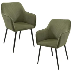 Fauteuil de table tissu cotelé vert (lot de 2) MALMOE