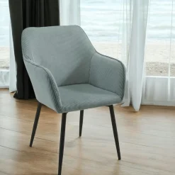 Fauteuil de table tissu cotelé bleu (lot de 2) MALMOE