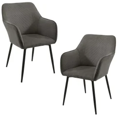 Fauteuil de table tissu cotelé gris (lot de 2) MALMOE