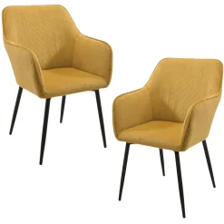 Fauteuil de table tissu cotelé moutarde (lot de 2) MALMOE