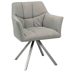 Fauteuil de table tissu jeans gris pied étoile LUCKNOW