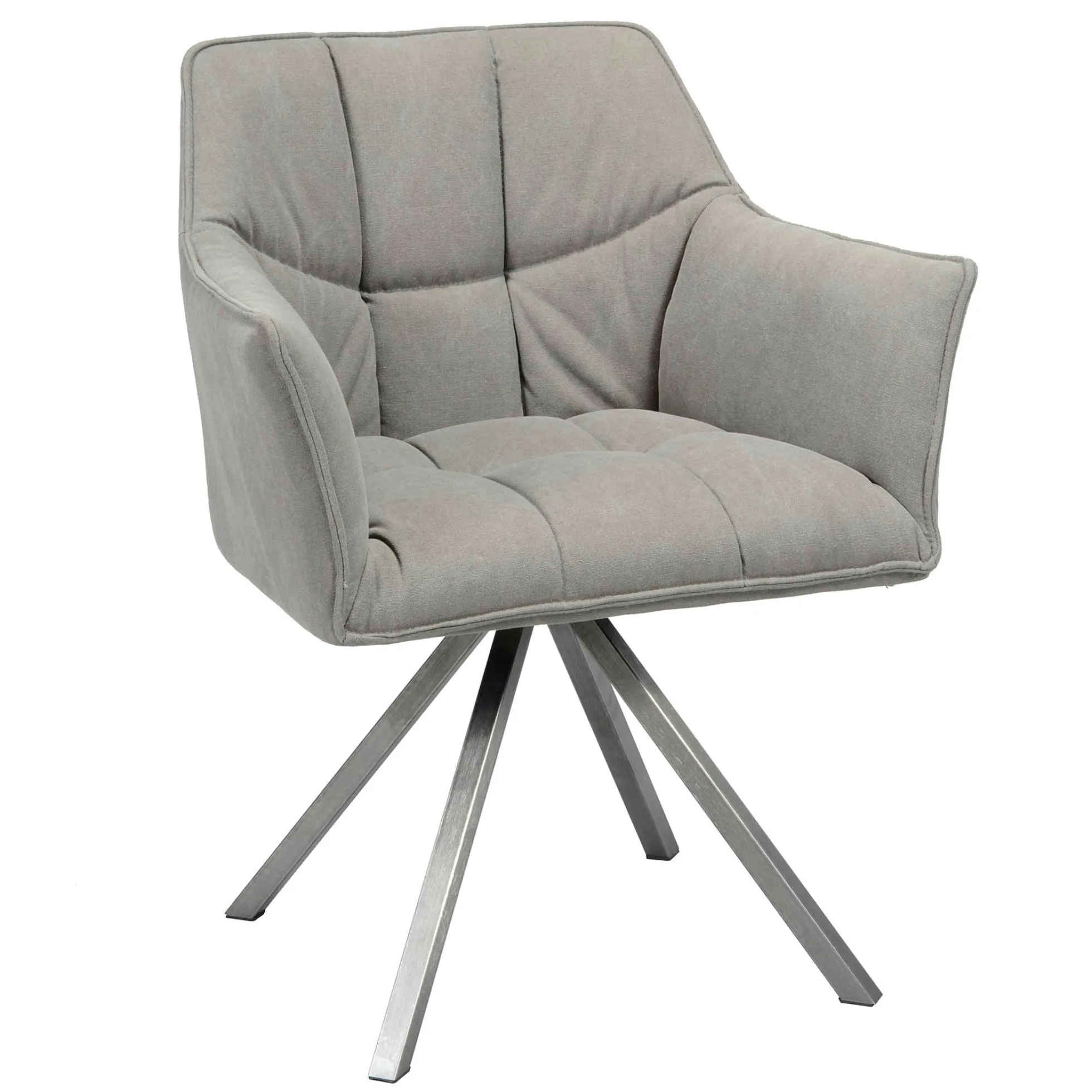 Fauteuil de table tissu jeans gris pied étoile LUCKNOW