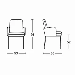 Fauteuil de table tissu marron pieds bronze (x2) AUREN