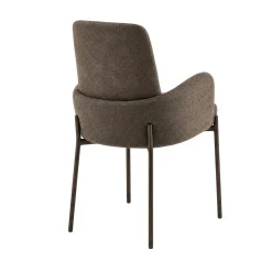 Fauteuil de table tissu marron pieds bronze (x2) AUREN