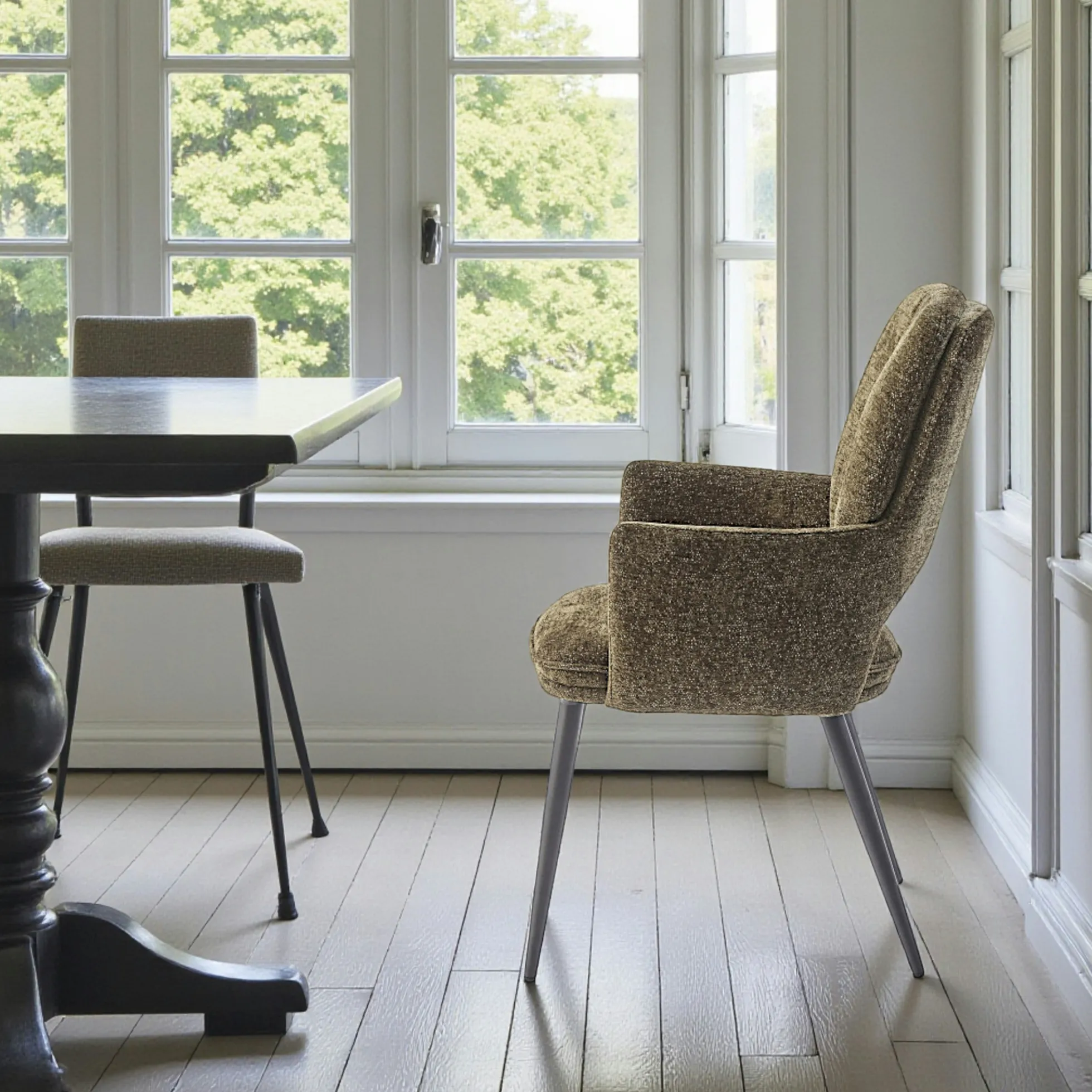 Fauteuil de table vert à dossier ouvert (lot de 2) LIGURIE