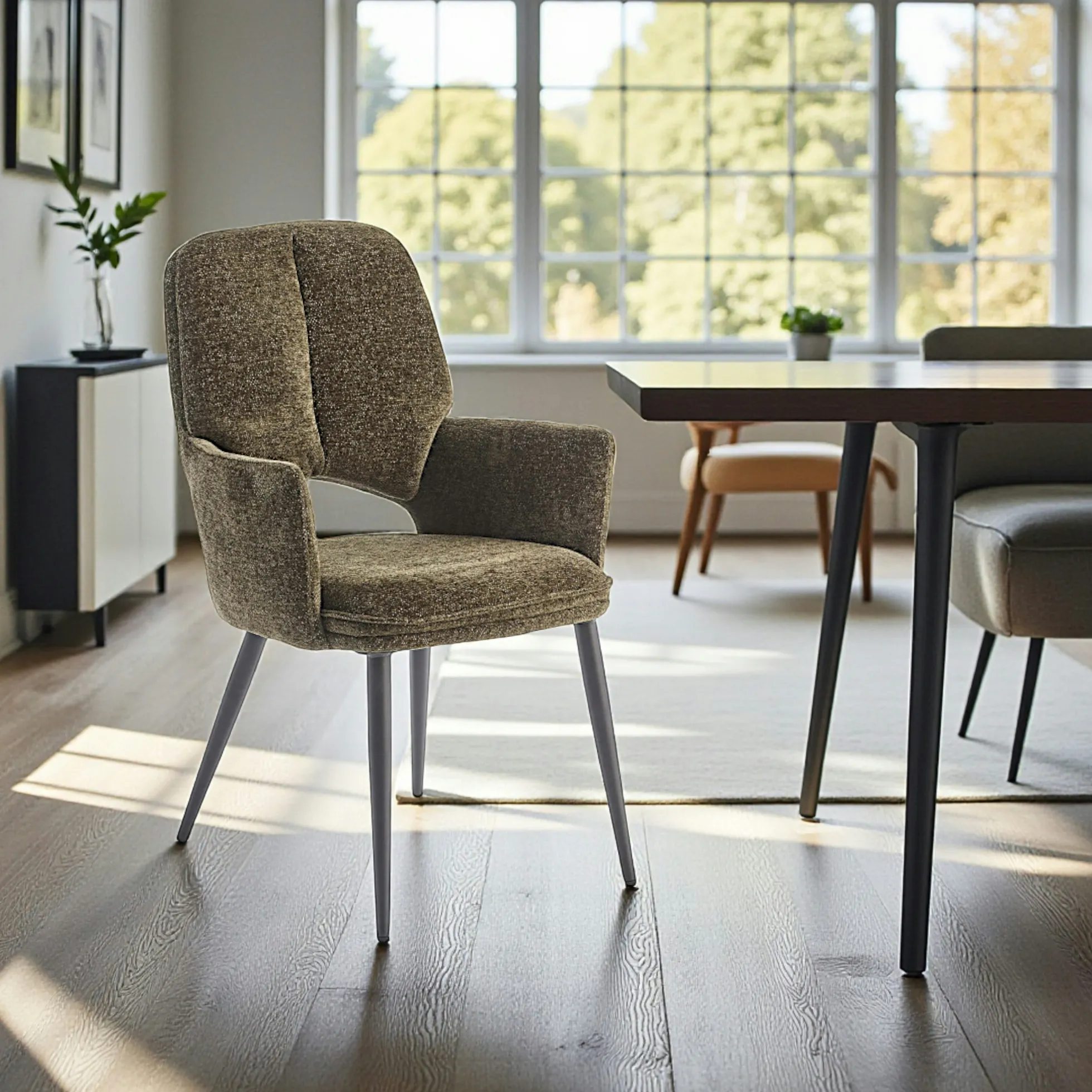 Fauteuil de table vert à dossier ouvert (lot de 2) LIGURIE