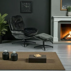 Fauteuil détente gris foncé pivotant avec repose-pieds IENA