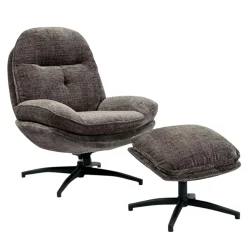 Fauteuil détente gris pivotant avec repose-pieds IENA