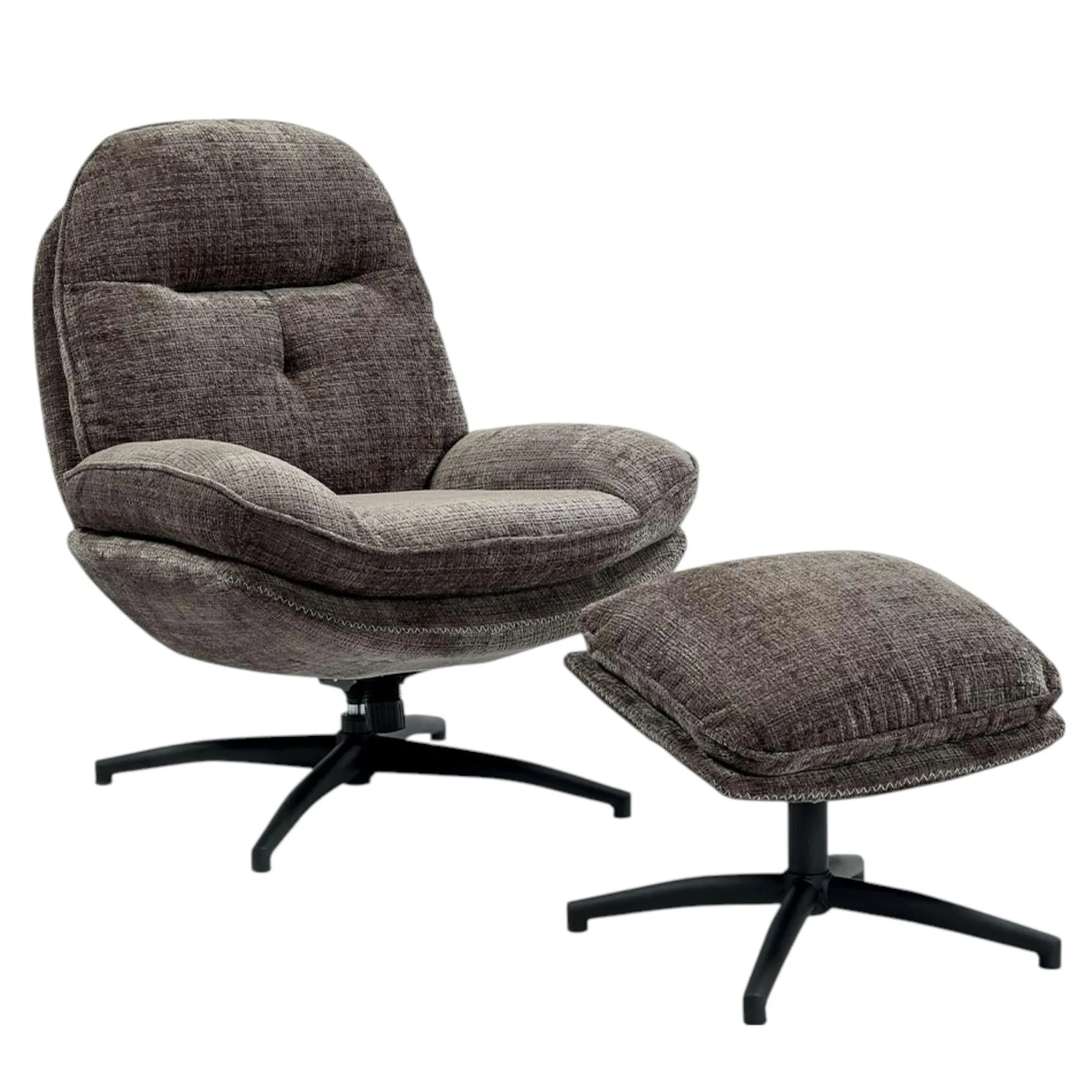 Fauteuil détente gris pivotant avec repose-pieds IENA