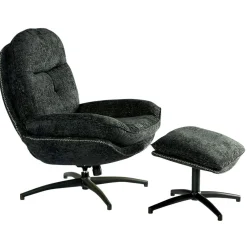 Fauteuil détente pivotant anthracite avec repose pieds IENA