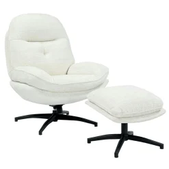 Fauteuil détente pivotant blanc avec repose pieds IENA