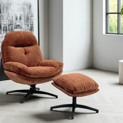 Fauteuil détente rouille pivotant avec repose-pieds IENA