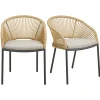 Fauteuil en aluminium beige avec coussin (lot de 2) KUTA