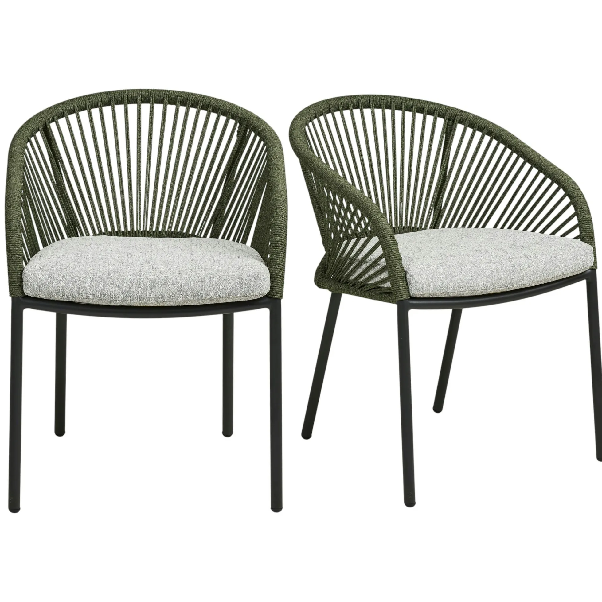 Fauteuil en aluminium vert avec coussin (lot de 2) KUTA