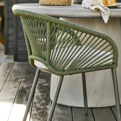Fauteuil en aluminium vert avec coussin (lot de 2) KUTA