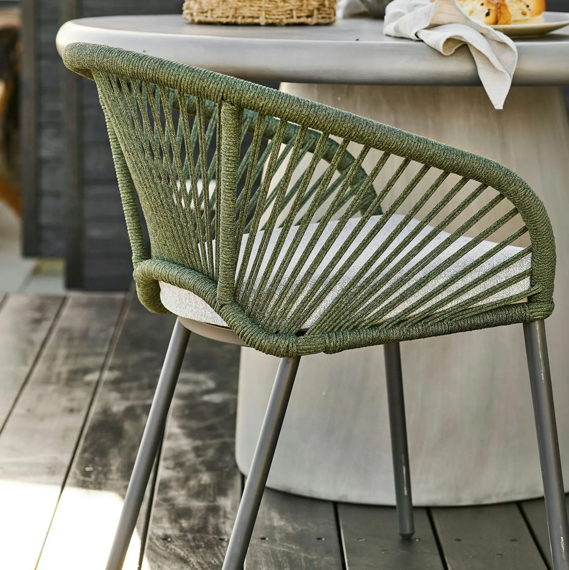 Fauteuil en aluminium vert avec coussin (lot de 2) KUTA