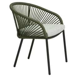 Fauteuil en aluminium vert avec coussin (lot de 2) KUTA