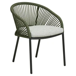 Fauteuil en aluminium vert avec coussin (lot de 2) KUTA