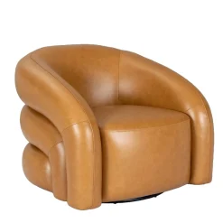 Fauteuil en cuir marron pivotant BRADFORD