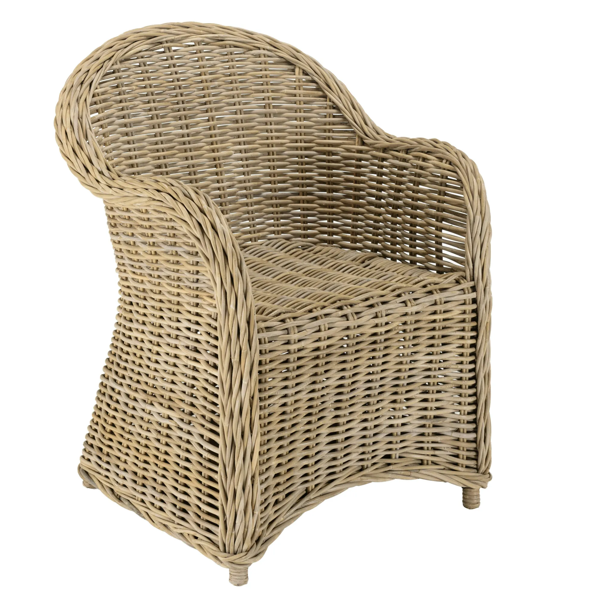 Fauteuil en kubu et rotin avec coussin blanc MANY