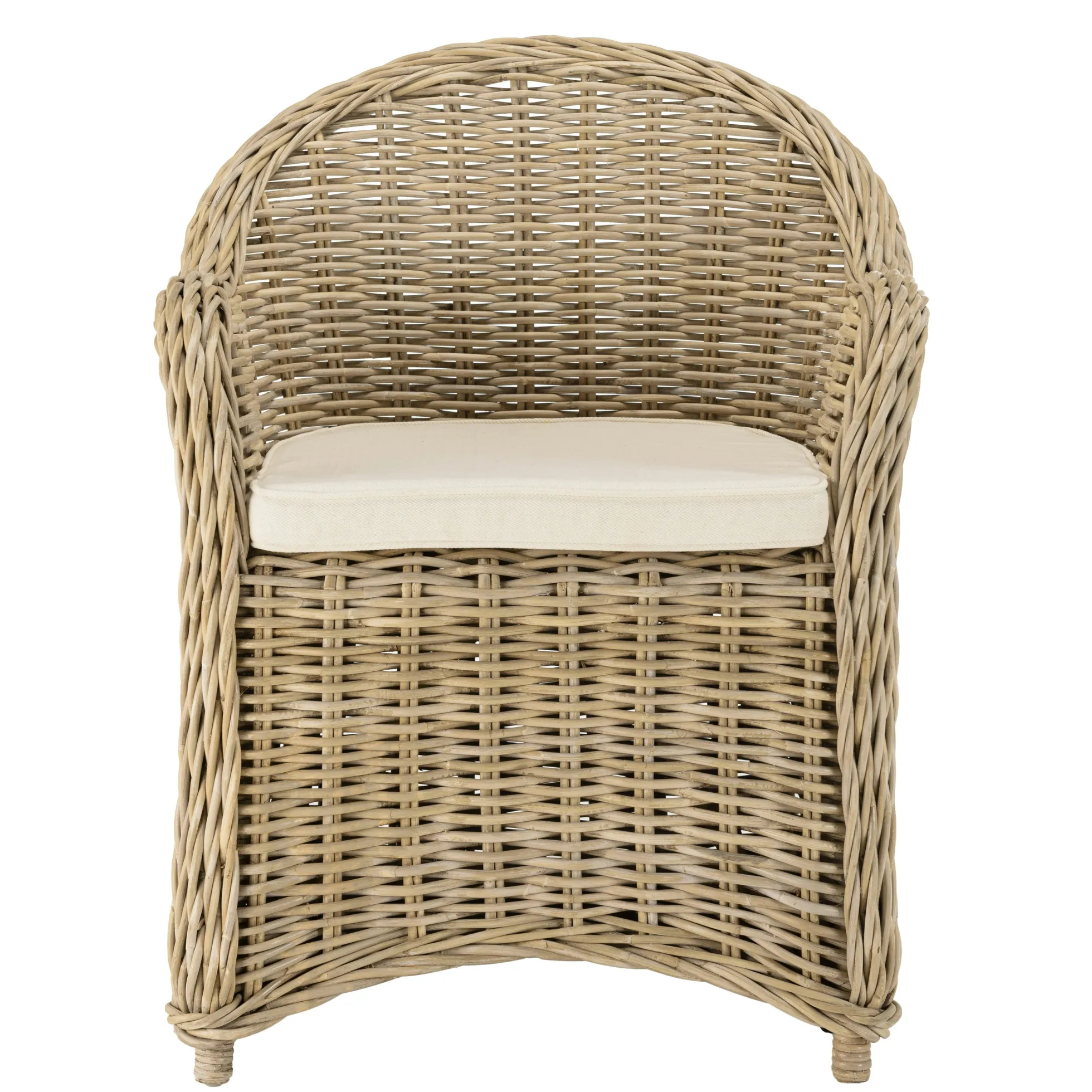 Fauteuil en kubu et rotin avec coussin blanc MANY