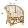 Fauteuil en rotin chic avec coussin blanc MANY