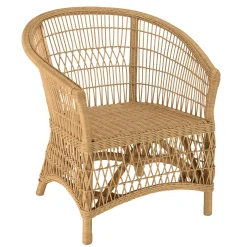 Fauteuil en rotin chic avec coussin blanc MANY