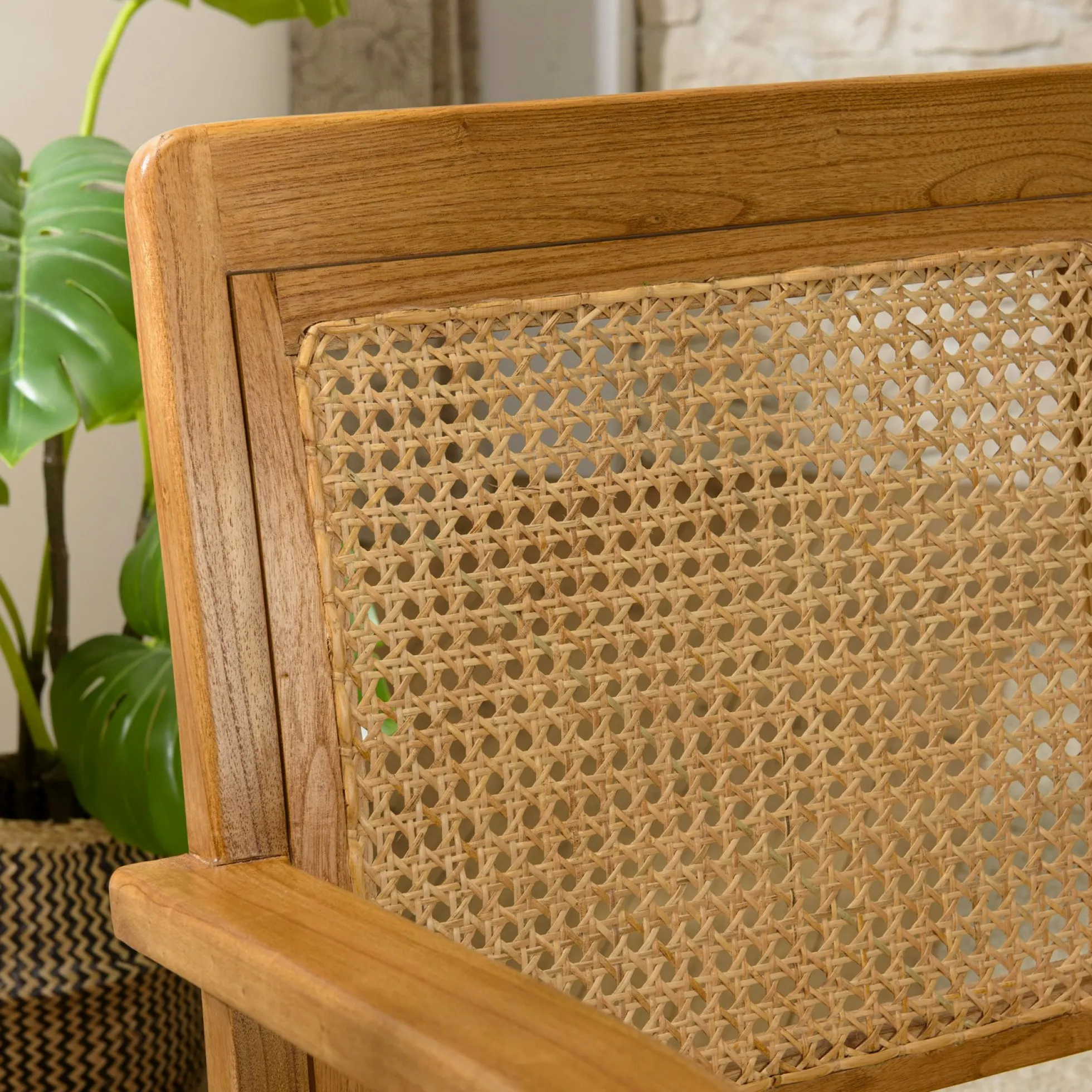 Fauteuil en rotin et bois DIKA