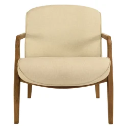 Fauteuil en tissu beige et bois de teck recyclé SWING