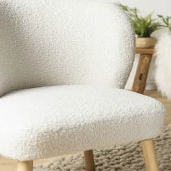 Fauteuil en tissu blanc à bouclette TIM