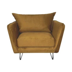 Fauteuil en velours ocre EPIKA