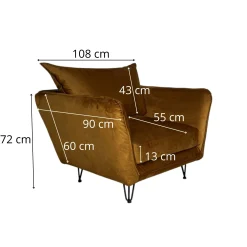 Fauteuil en velours ocre EPIKA