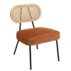 Fauteuil en velours orange dossier rotin PALMA