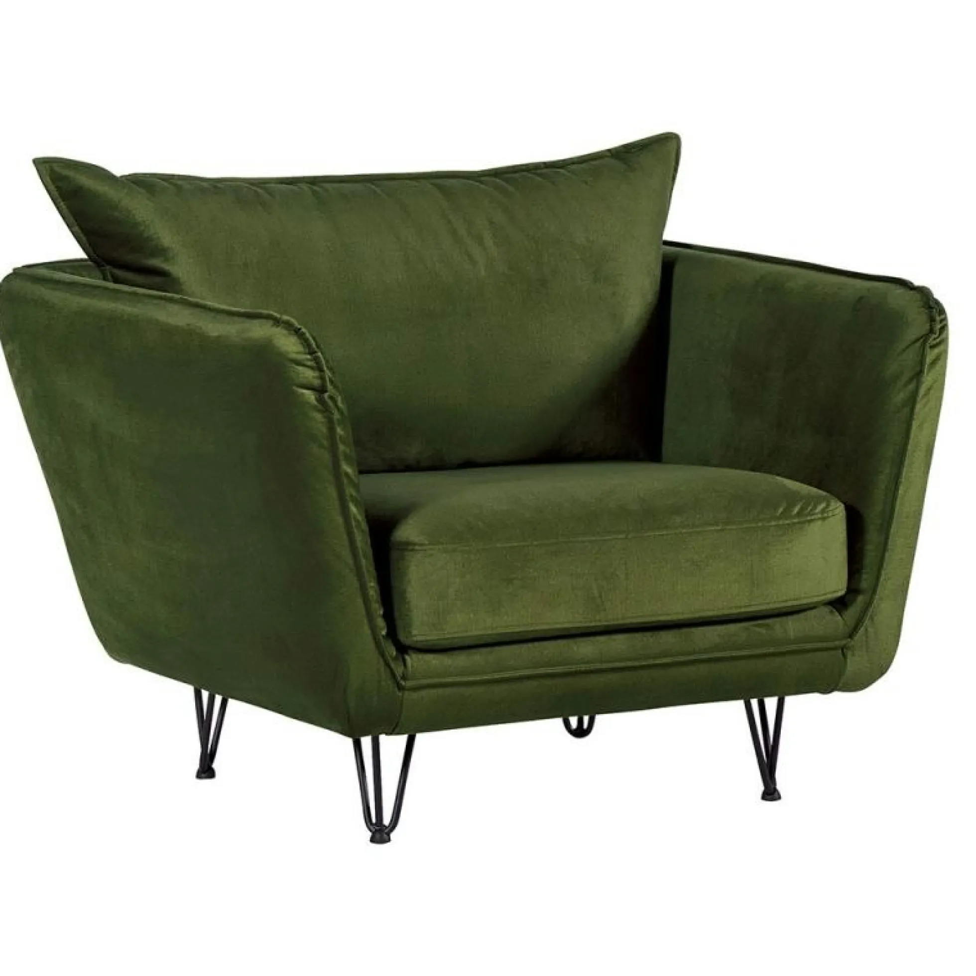 Fauteuil en velours vert kaki EPIKA
