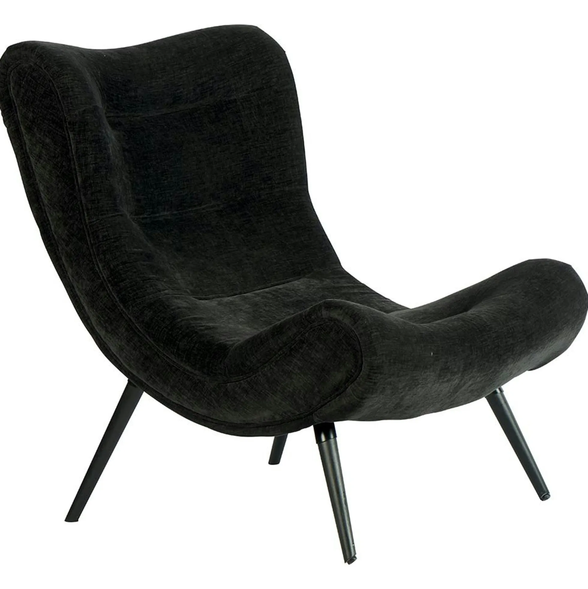 Fauteuil et pouf assortis tissu noir MALMOE