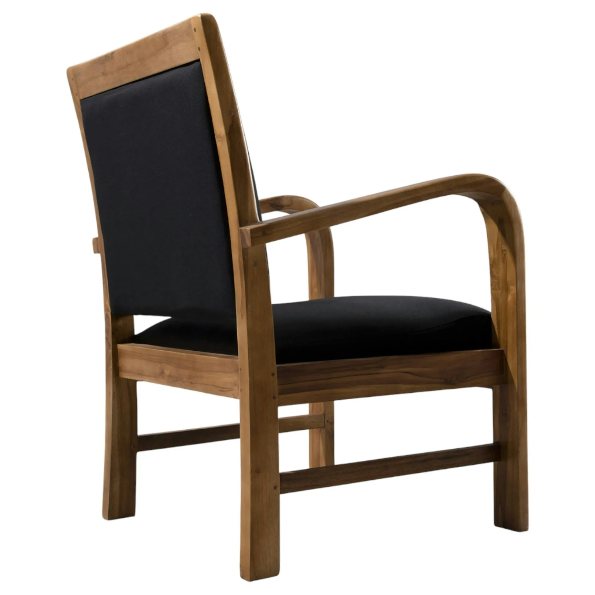 Fauteuil exotique en Teck et Coton noir 61x63x81cm DIKA