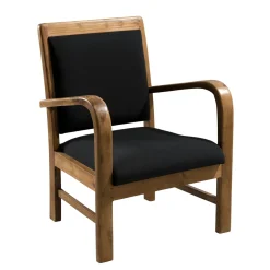 Fauteuil exotique en Teck et Coton noir 61x63x81cm DIKA