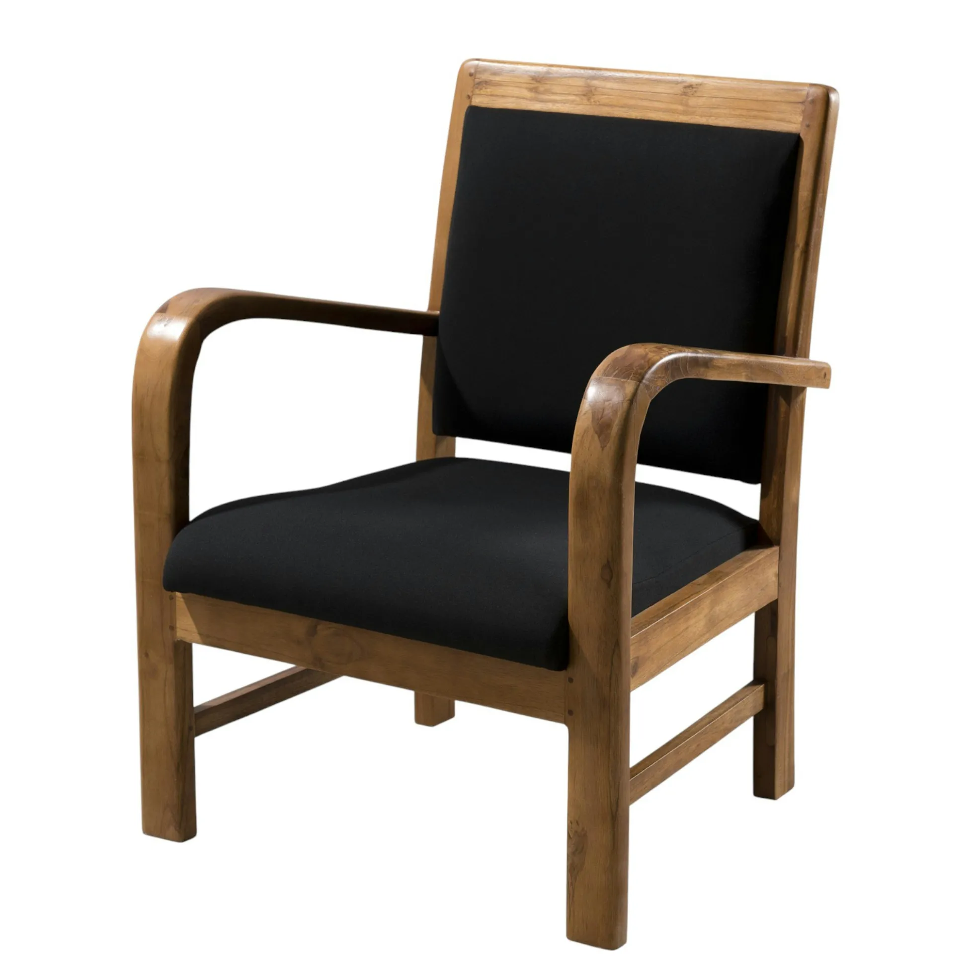 Fauteuil exotique en Teck et Coton noir 61x63x81cm DIKA