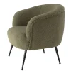 Fauteuil forme cabriolet tissu bouclette vert kaki TIM