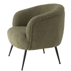 Fauteuil forme cabriolet tissu bouclette vert kaki TIM